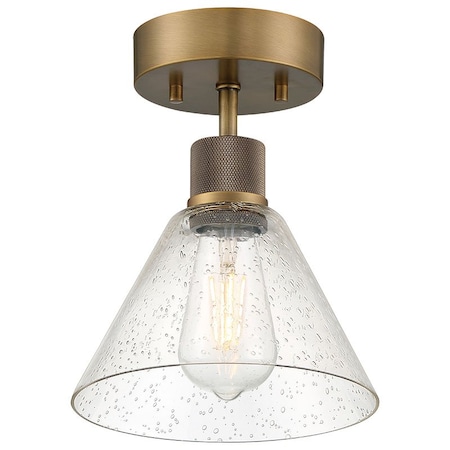 Access Lighting Port Nine Martini, Martini LED SemiFlush, Antique Brushed Brass Finish, Seeded Glass 63146LEDDLP-ABB/SDG